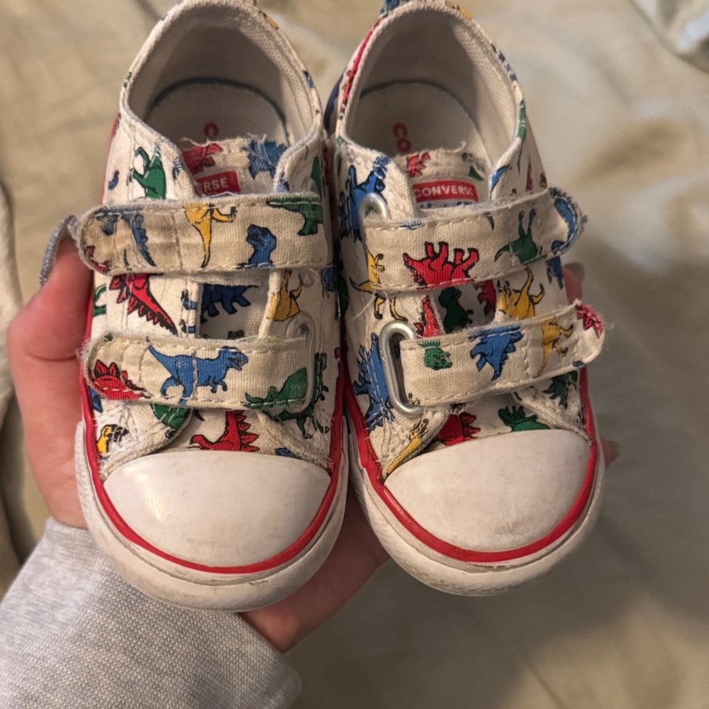 Converse Kids Sneakers with Dinosaur Print - Red, Blue, Green, Yellow